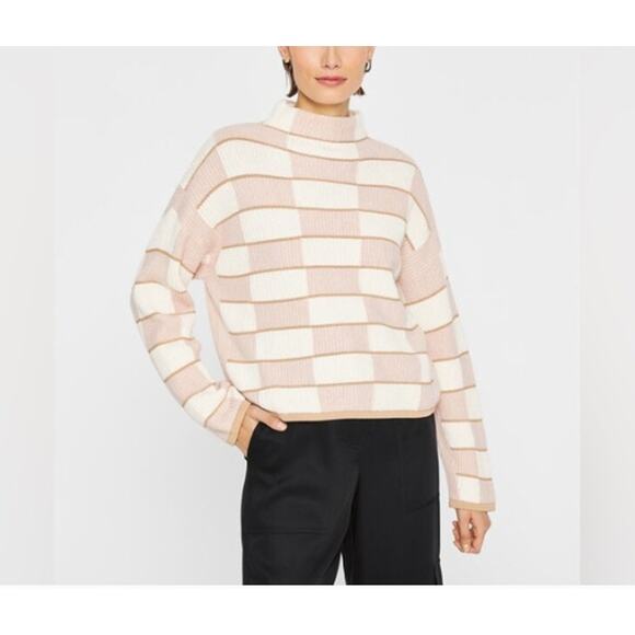 Club Monaco Patchwork Funnel Sweater Women Size Small - Picture 1 of 12